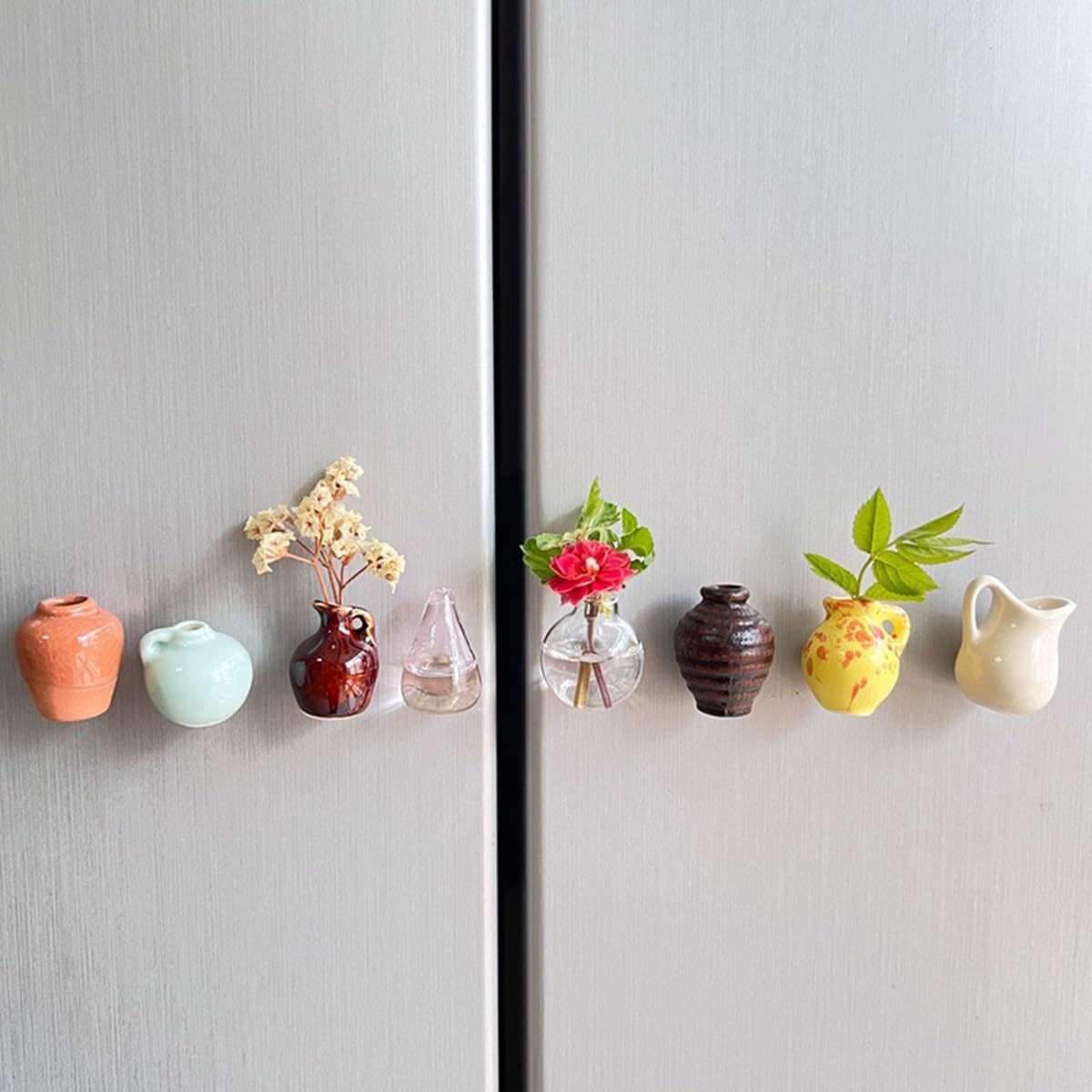Mini Ceramic Vase Magnets 8-Pack