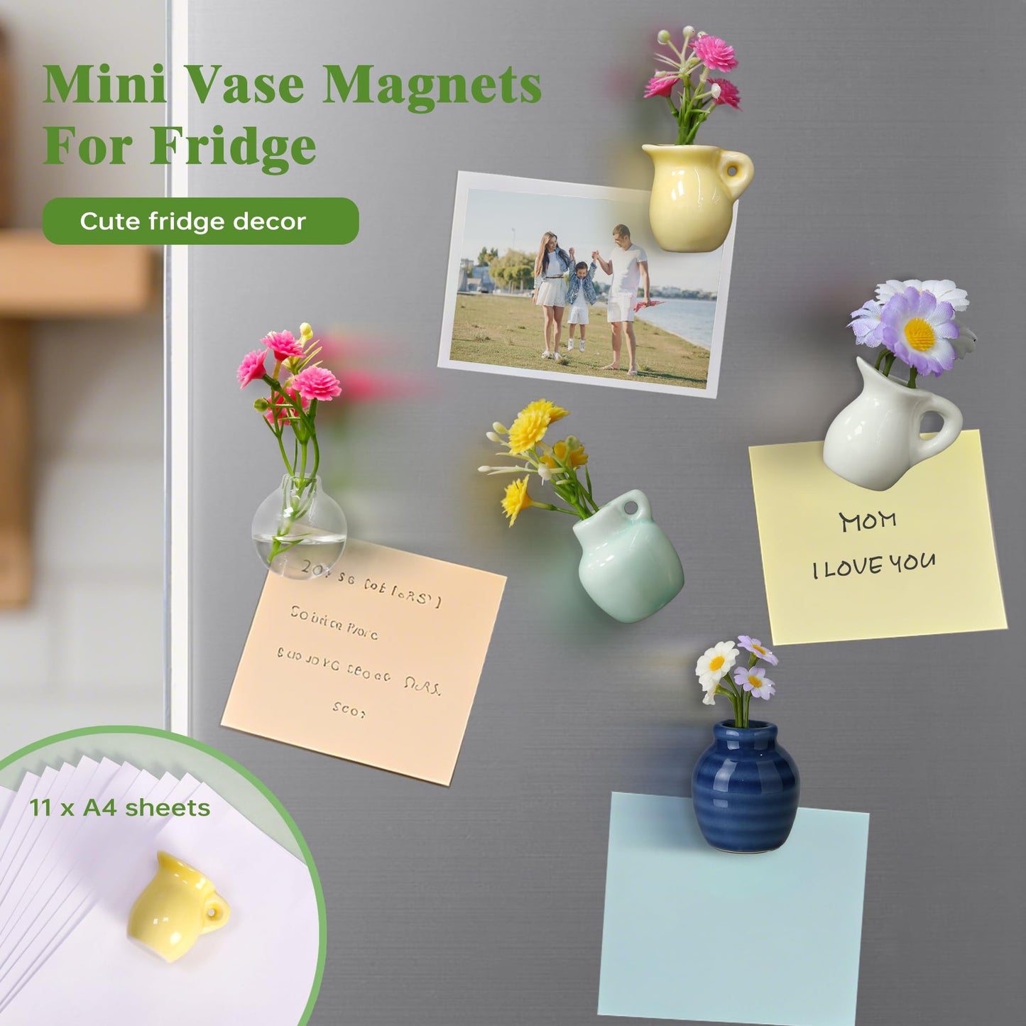Mini Ceramic Vase Magnets 8-Pack