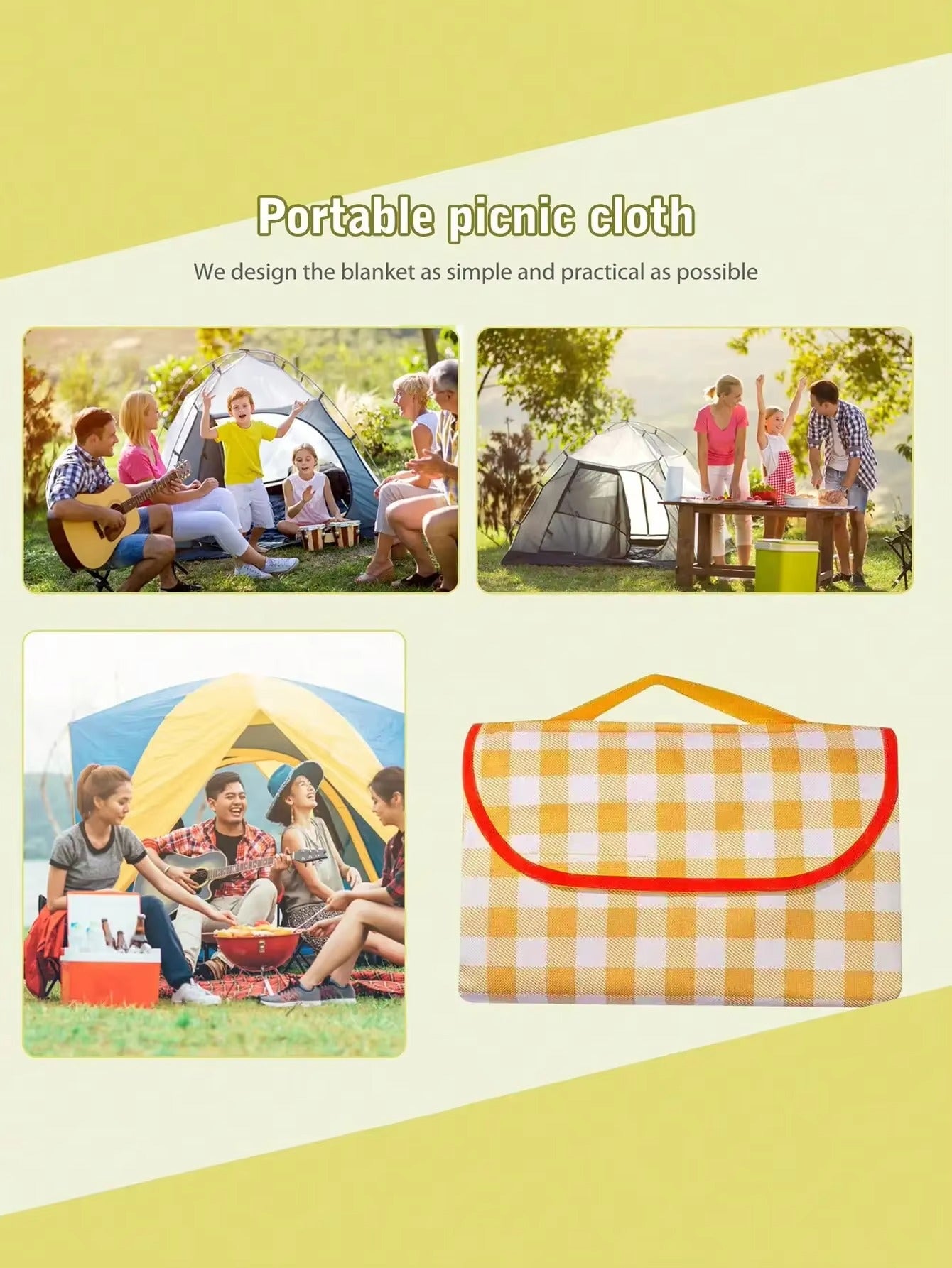 Outdoor & Picnic Oxford Blanket Extra Large Sand Proof and Waterproof Portable Beach Blanket for Camping Hiking