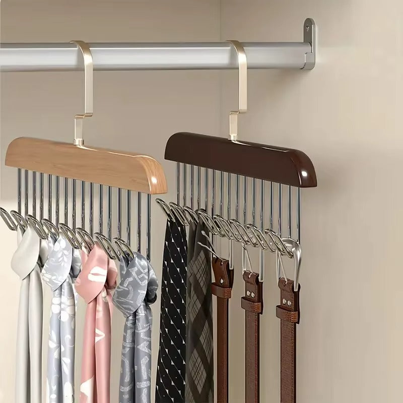 Wooden Clothes Hanger With 8 Hooks Bra Space Saving Hangers Heavy Duty Wooden Hanger With 360° Rotating Hooks Closet Wardrobe
