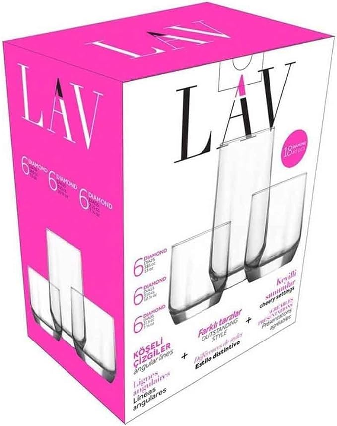 LAV 18-Piece Drinking Glass Set