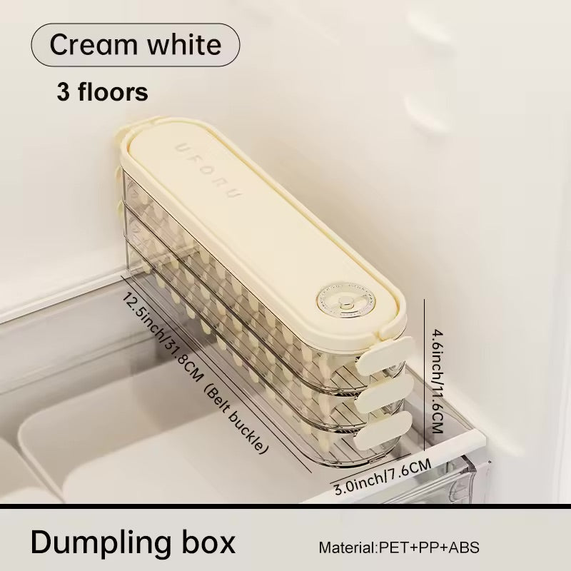 UFORU 3-Layer Food-Grade Dumpling Storage Container – Non-Stick, Stackable, Freezer-Friendly