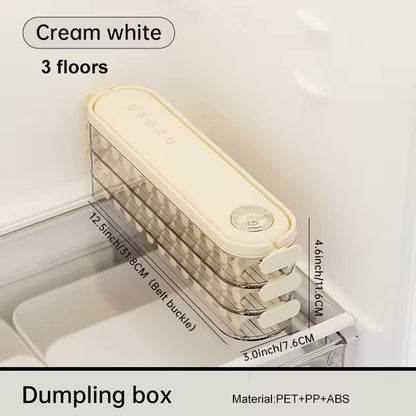 UFORU 3-Layer Food-Grade Dumpling Storage Container – Non-Stick, Stackable, Freezer-Friendly