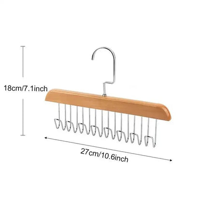 Wooden Clothes Hanger With 8 Hooks Bra Space Saving Hangers Heavy Duty Wooden Hanger With 360° Rotating Hooks Closet Wardrobe