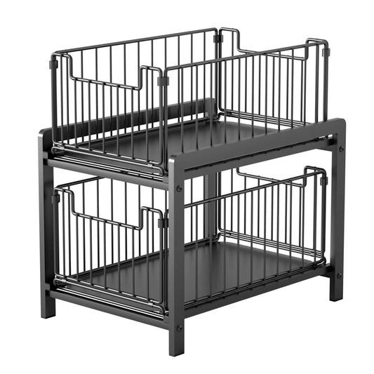 2-Tier Sliding Storage Rack Organizer