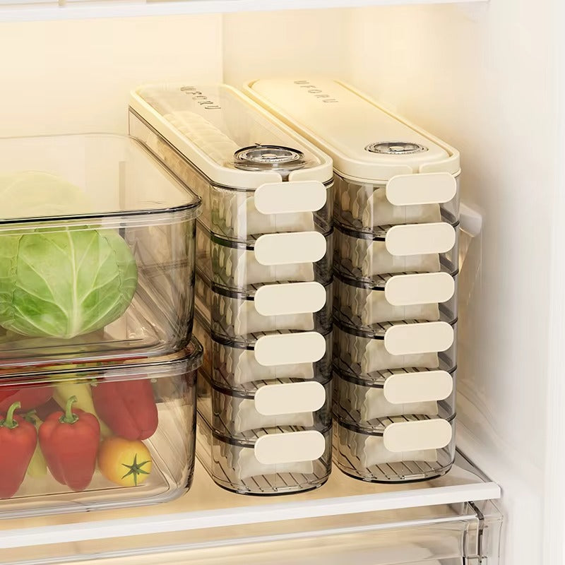 UFORU 3-Layer Food-Grade Dumpling Storage Container – Non-Stick, Stackable, Freezer-Friendly