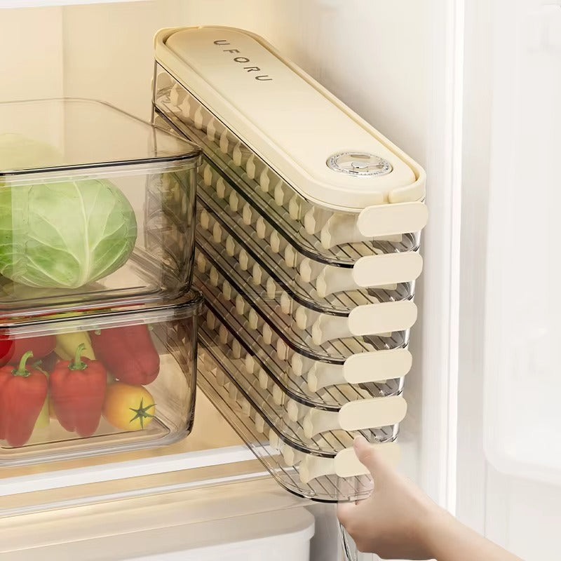 UFORU 3-Layer Food-Grade Dumpling Storage Container – Non-Stick, Stackable, Freezer-Friendly