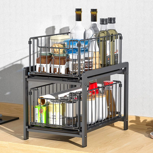 2-Tier Sliding Storage Rack Organizer
