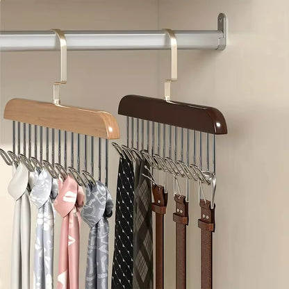 Wooden Clothes Hanger With 8 Hooks Bra Space Saving Hangers Heavy Duty Wooden Hanger With 360° Rotating Hooks Closet Wardrobe